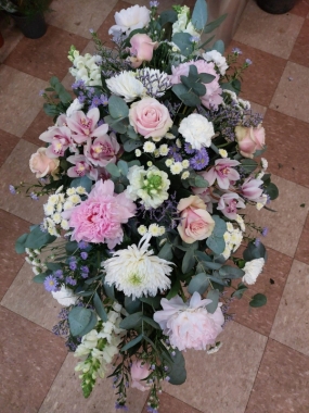 White and Pink Casket Spray