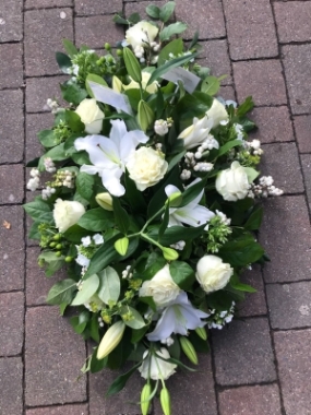 White Lily and Rose Casket Spray